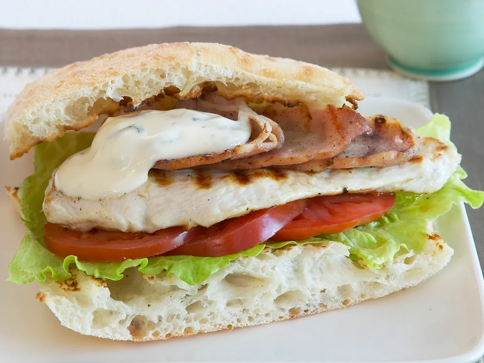 grilled chicken burger with lime and coriander mayonnaise