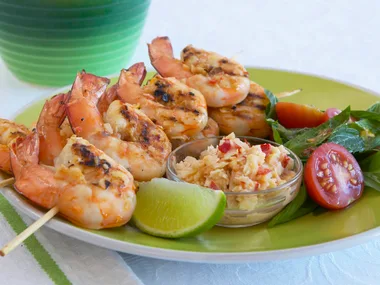 grilled prawns with coconut and lime sambal