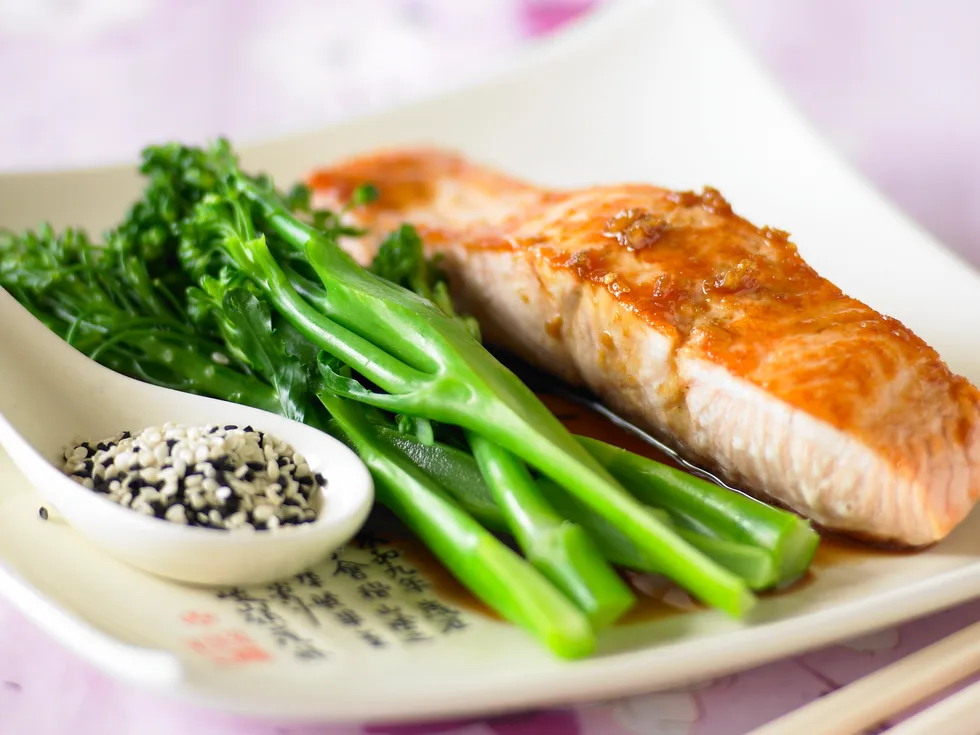 grilled salmon with teriyaki sauce