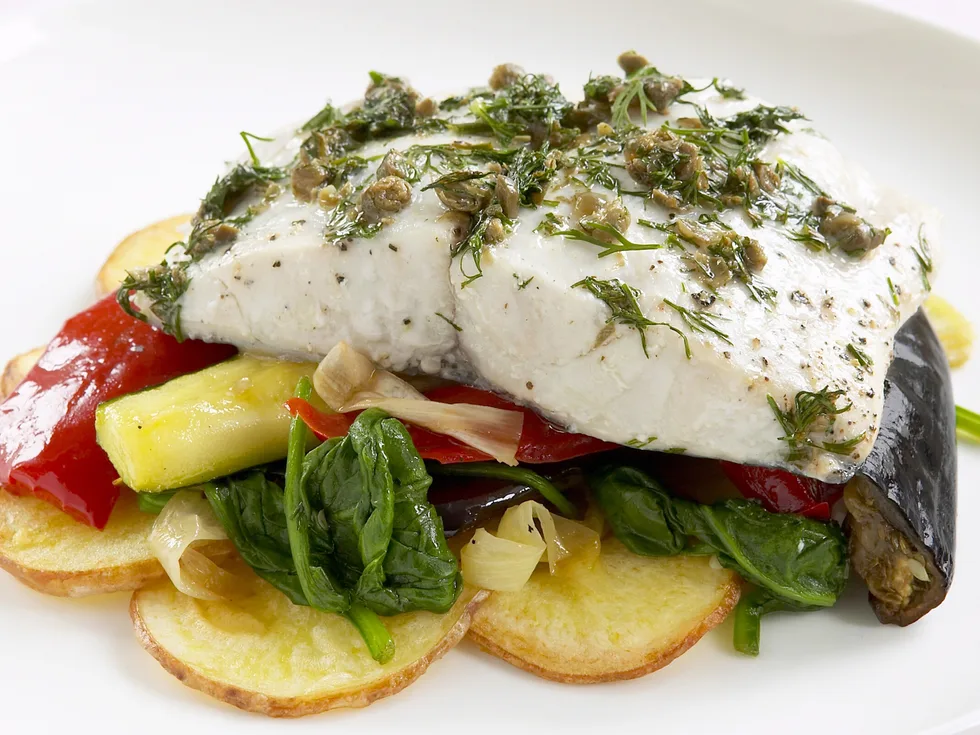 herbed blue-eye with aioli and potato scales