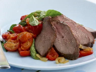 Honey mustard mini roast with peperonata