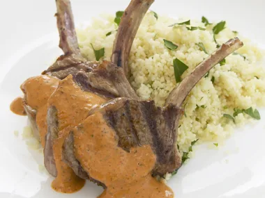 lamb cutlets with capsicum pesto