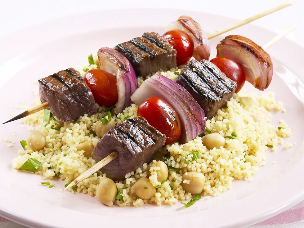 Lamb kebabs with herb couscous