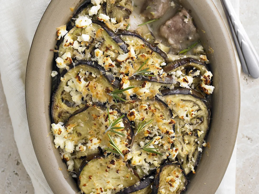 lamb, feta and eggplant casserola