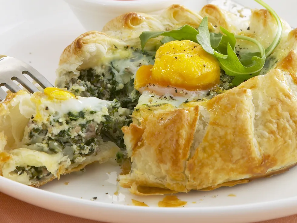 lamb, spinach, ricotta and egg pies