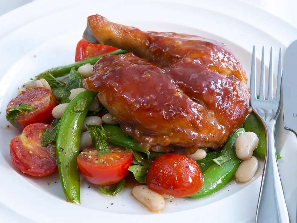 marinated chicken with bean salad