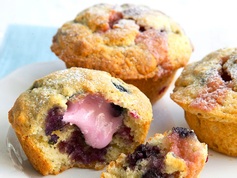 marshmallow and berry muffins