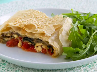 Mediterranean vegetable and feta strudel