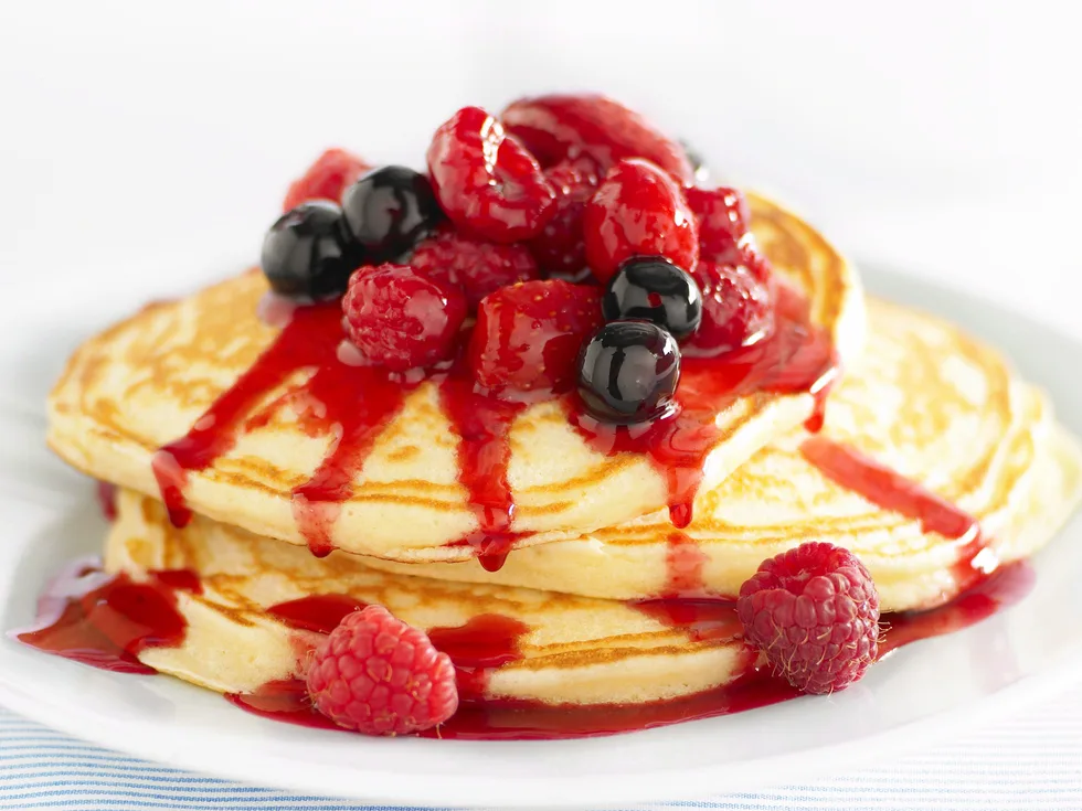 pancakes with poached berries