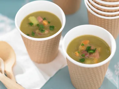pea and ham soup in a cup