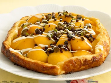 peach and pistachio galette