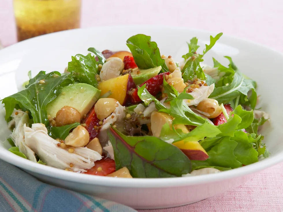 peach and strawberry chicken salad