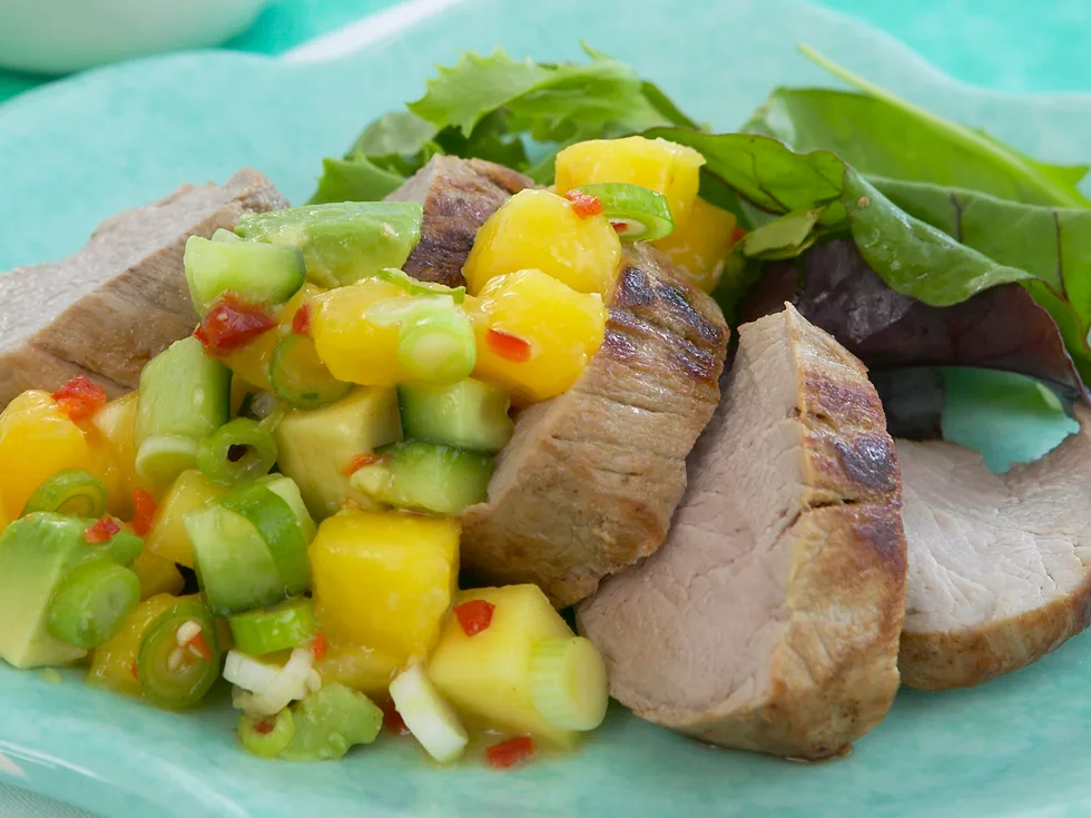 pork fillet with spicy mango salsa