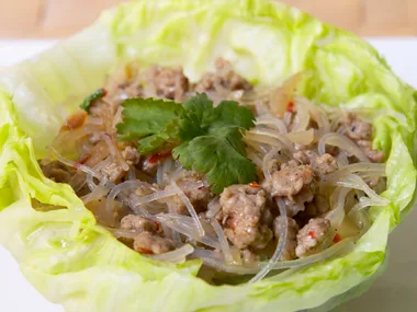 pork noodle san choy bow