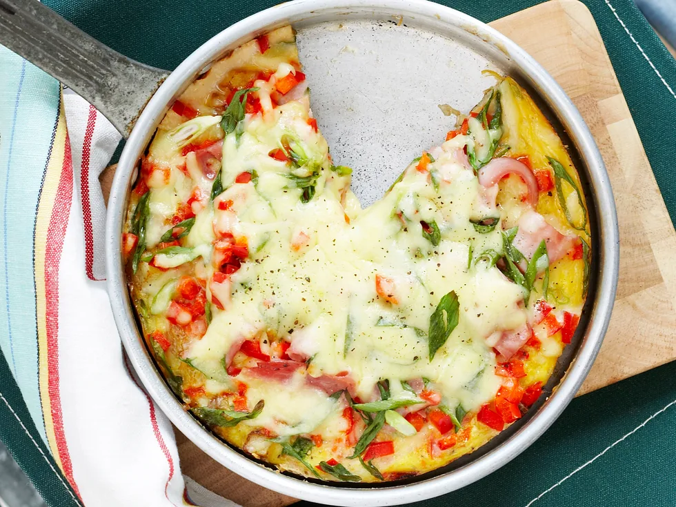 potato and ham omelette