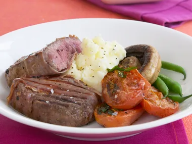 prosciutto steak with roast tomatoes