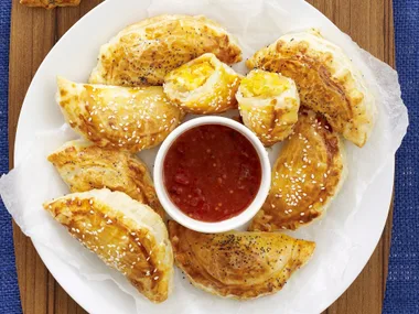 pumpkin, leek and feta puffs