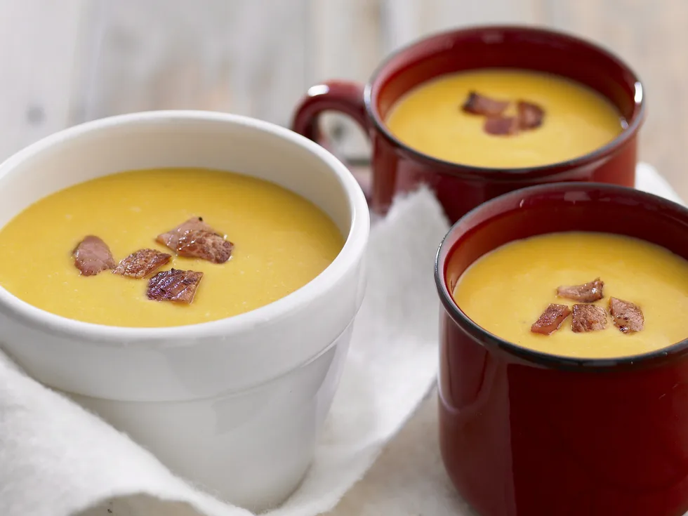 pumpkin, lentil and bacon soup