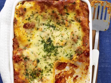 ricotta and chorizo lasagne