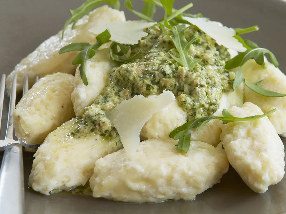 ricotta and parmesan gnocchi with cashew pesto