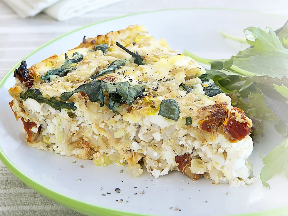 ricotta, barley and spinach bake