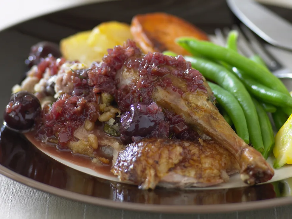 roast duck with cherry and orange sauce
