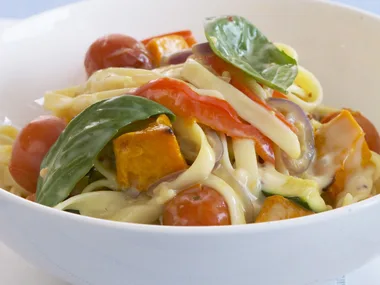 roast pumpkin and zucchini pasta