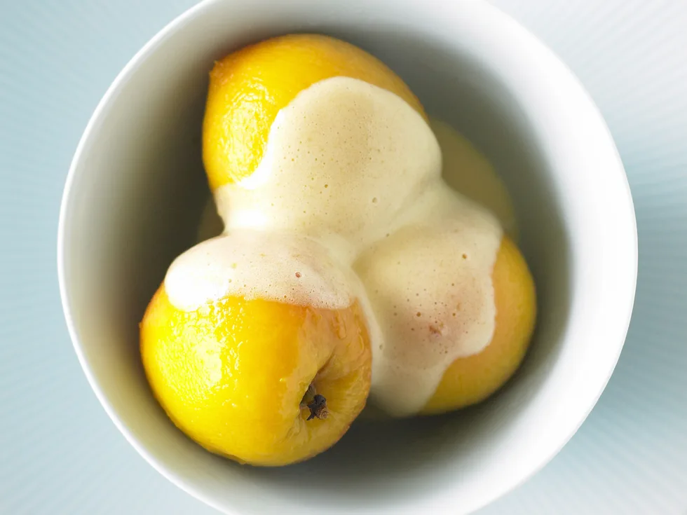 sabayon with poached peaches