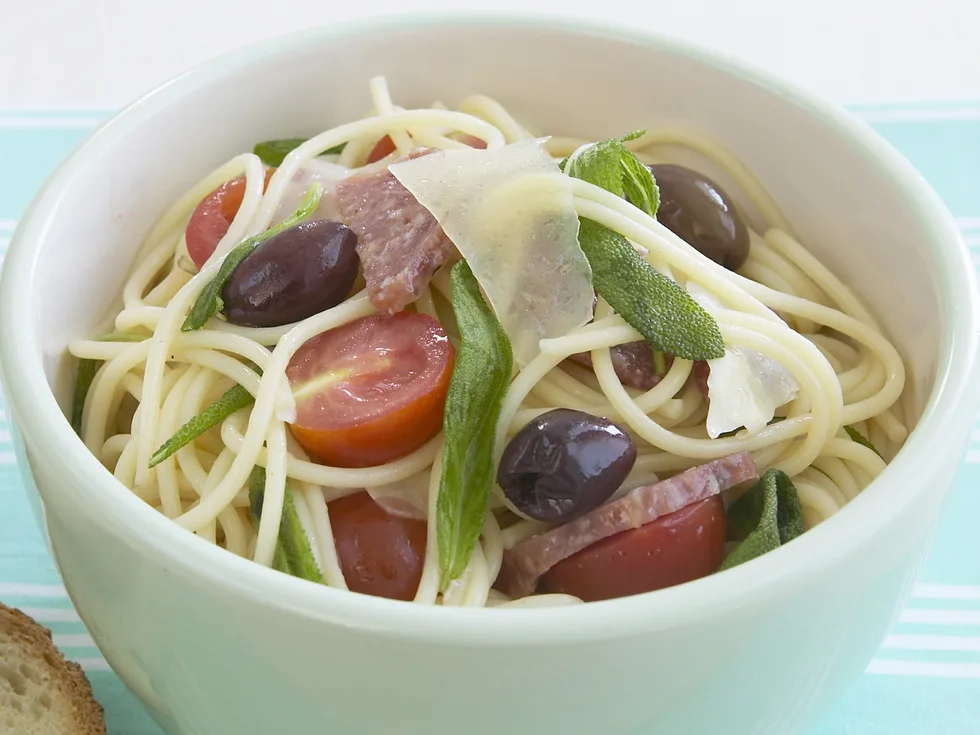 salami, sage and parmesan pasta