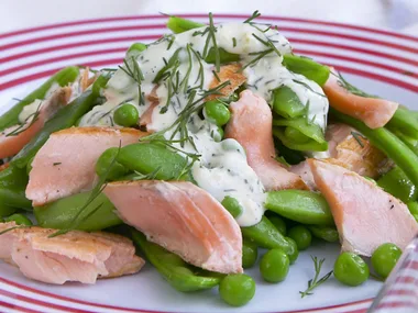 salmon and mixed pea salad