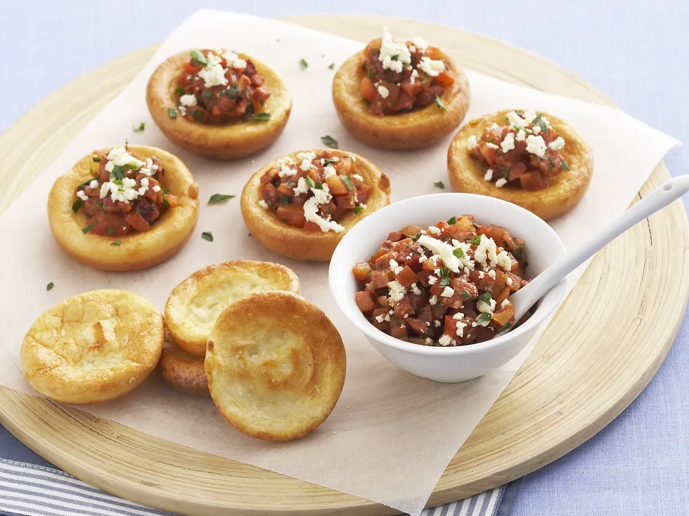 salsa-topped yorkshire puddings