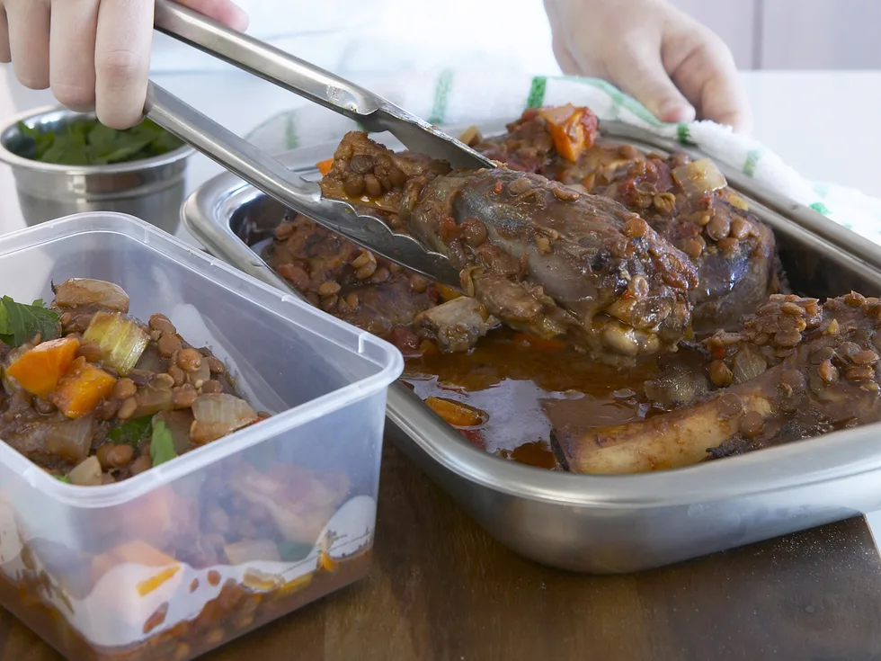 slow-cooked lamb shanks with lentil ragout