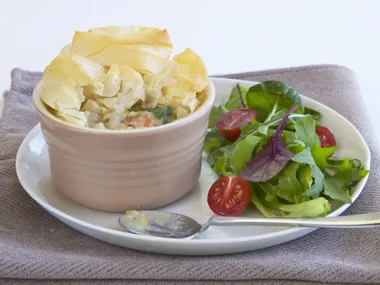 smoked cod and prawn pot pies