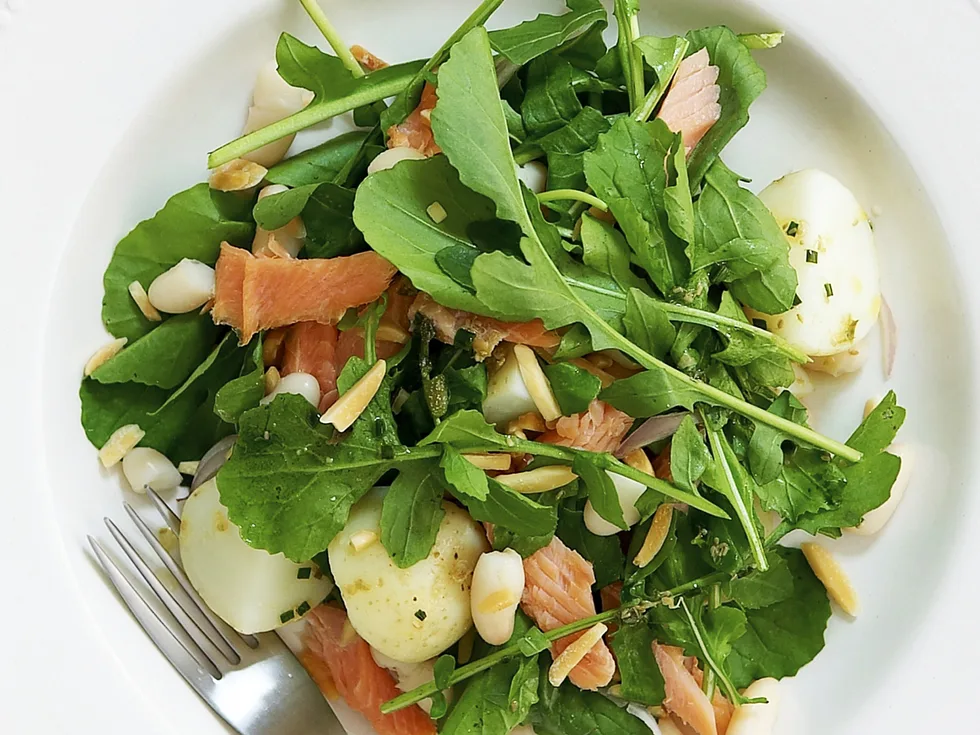 Smoked trout, bean and potato salad