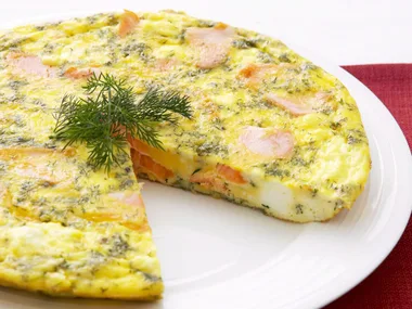 smoked trout, caper and dill frittata