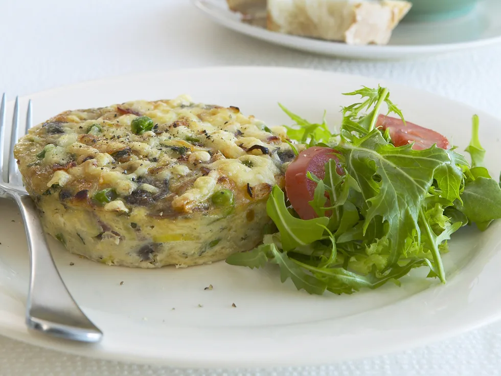 spaghetti, mushroom and prosciutto frittata