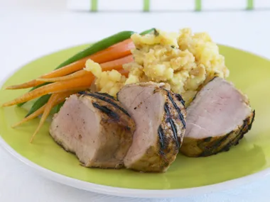 spiced pork fillet with citrus potato smash