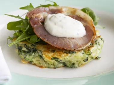 spinach and cheese fritters with pancetta