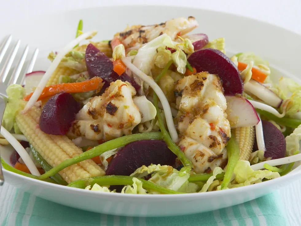 squid salad with baby beetroot