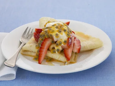 strawberry and passionfruit crepes