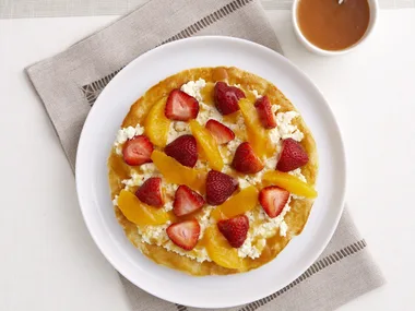 strawberry, ricotta and caramel tart