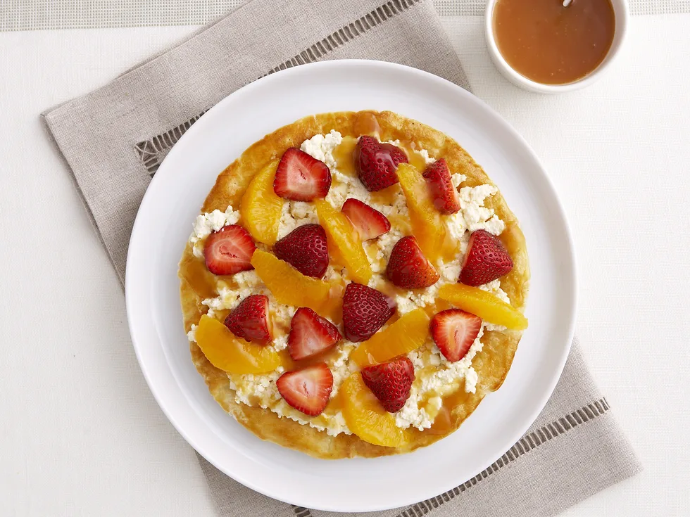 strawberry, ricotta and caramel tart