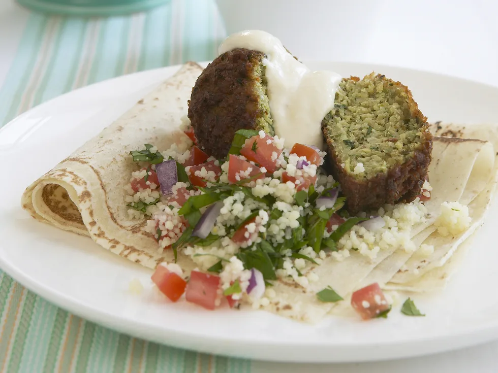 tabouli couscous with falafel