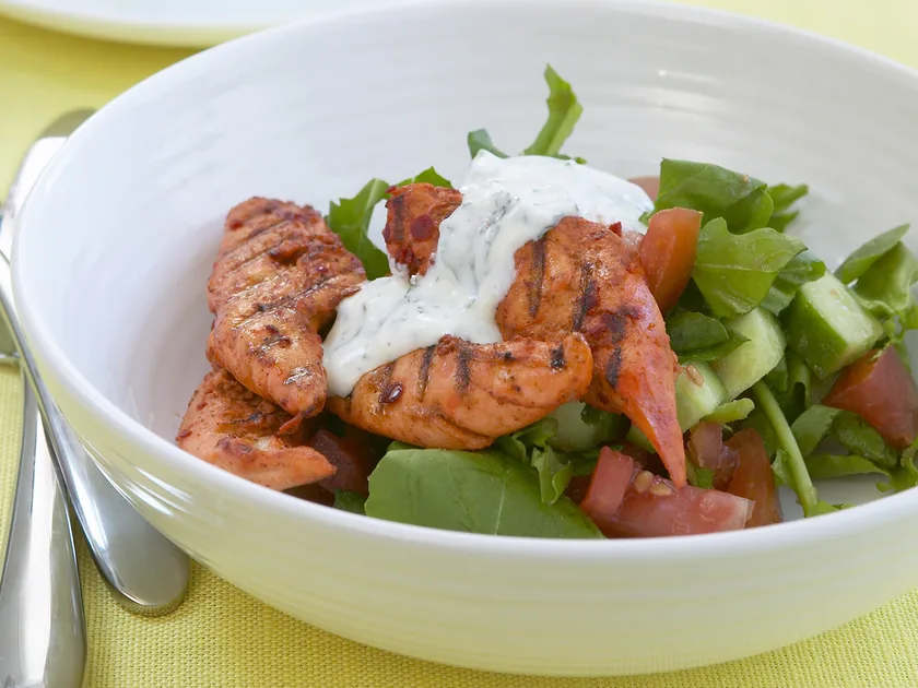 Tandoori chicken with lemon yoghurt-dressing