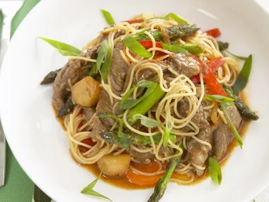 teriyaki beef and noodle stir-fry