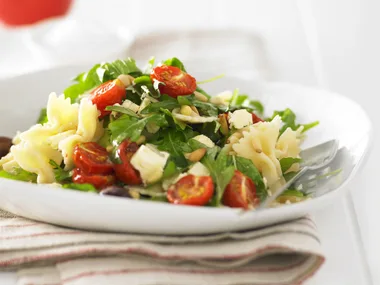 tomato, olive, fetta and herb pasta salad