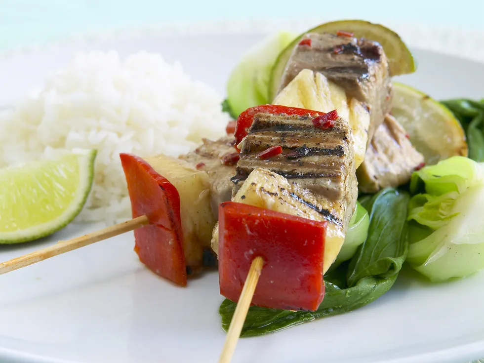 tuna and pineapple kebabs