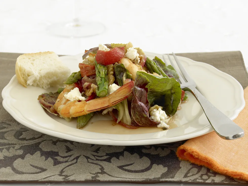 warm radicchio, prawn and ricotta salad