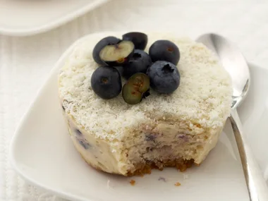 white chocolate and blueberry cheesecakes