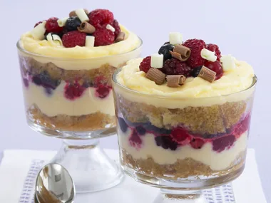 white chocolate, Irish cream and berry trifle